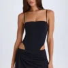 Robe courte drapée à découpes Shiloh en noir
