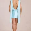 Robe courte drapée Venya en bleu aqua clair Robe courte drapée Venya en bleu aqua clair