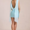 Robe courte drapée Venya en bleu aqua clair Robe courte drapée Venya en bleu aqua clair