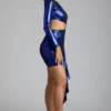 Robe courte en jersey métallisé à découpes Nasira, bleu électrique Robe courte en jersey métallisé à découpes Nasira, bleu électrique