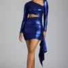 Robe courte en jersey métallisé à découpes Nasira, bleu électrique Robe courte en jersey métallisé à découpes Nasira, bleu électrique