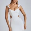 Robe courte en satin à découpes Rialta, couleur ivoire Robe courte en satin à découpes Rialta, couleur ivoire