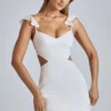 Robe courte en satin à découpes Rialta, couleur ivoire Robe courte en satin à découpes Rialta, couleur ivoire