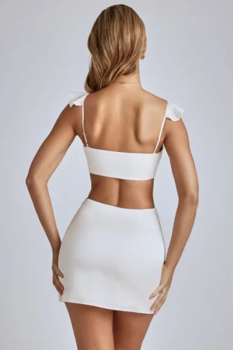 Robe courte en satin à découpes Rialta, couleur ivoire