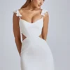 Robe courte en satin à découpes Rialta, couleur ivoire Robe courte en satin à découpes Rialta, couleur ivoire