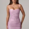 Robe courte froncée à découpes et ornements Neréa, rose Robe courte froncée à découpes et ornements Neréa, rose
