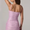 Robe courte froncée à découpes et ornements Neréa, rose Robe courte froncée à découpes et ornements Neréa, rose