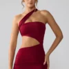 Robe courte froncée et ajourée en jersey moulant Shyla, couleur rubis Robe courte froncée et ajourée en jersey moulant Shyla, couleur rubis