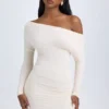 Robe courte froncée à épaules dénudées Elsa en modal, couleur ivoire Robe courte froncée à épaules dénudées Elsa en modal, couleur ivoire