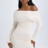 Robe courte froncée à épaules dénudées Elsa en modal, couleur ivoire Robe courte froncée à épaules dénudées Elsa en modal, couleur ivoire