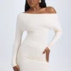 Robe courte froncée à épaules dénudées Elsa en modal, couleur ivoire Robe courte froncée à épaules dénudées Elsa en modal, couleur ivoire