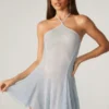 Robe courte Juni à lacets dans le dos et ornements, couleur aqua Robe courte Juni à lacets dans le dos et ornements, couleur aqua