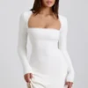 Robe courte Lana en modal côtelé avec bordure en dentelle, en blanc Robe courte Lana en modal côtelé avec bordure en dentelle, en blanc