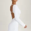 Robe courte à manches longues et découpes Mavisa en blanc