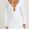 Robe courte à manches longues et découpes Mavisa en blanc