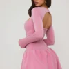 Robe courte à manches longues et ourlet bouffant Viola, couleur mauve Robe courte à manches longues et ourlet bouffant Viola, couleur mauve
