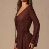 Robe courte à manches longues Meilani en marron espresso