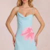 Robe courte Marielle en mousseline à imprimé floral bleu Robe courte Marielle en mousseline à imprimé floral bleu