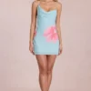 Robe courte Marielle en mousseline à imprimé floral bleu Robe courte Marielle en mousseline à imprimé floral bleu