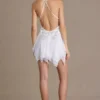 Robe courte Mariette en mousseline à décolleté plongeant et dos nu, en blanc Robe courte Mariette en mousseline à décolleté plongeant et dos nu, en blanc