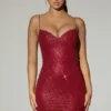 Robe Courte Mischa à col en cœur et ornements, rouge Robe Courte Mischa à col en cœur et ornements, rouge