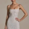 Robe courte moulante Aellin ornée, couleur blanc