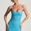 Robe courte moulante Aellin ornée de paillettes, bleu aqua Robe courte moulante Aellin ornée de paillettes, bleu aqua