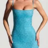 Robe courte moulante Aellin ornée de paillettes, bleu aqua Robe courte moulante Aellin ornée de paillettes, bleu aqua