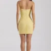 Robe courte moulante à encolure dégagée et ornements Lunetta, couleur jaune Robe courte moulante à encolure dégagée et ornements Lunetta, couleur jaune