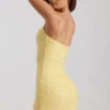Robe courte moulante à encolure dégagée et ornements Lunetta, couleur jaune Robe courte moulante à encolure dégagée et ornements Lunetta, couleur jaune