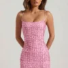 Robe courte moulante à encolure dégagée et ornements Lunetta, rose Robe courte moulante à encolure dégagée et ornements Lunetta, rose
