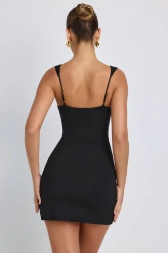 Robe courte moulante à encolure en cœur en modal Dove, couleur noir