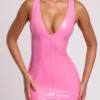 Robe courte moulante à encolure plongeante en vinyle Allani, rose Robe courte moulante à encolure plongeante en vinyle Allani, rose
