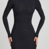Robe courte moulante Lyla en modal avec dos nu, couleur noire