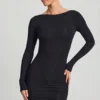 Robe courte moulante Lyla en modal avec dos nu, couleur noire