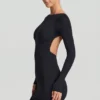 Robe courte moulante Lyla en modal avec dos nu, couleur noire