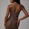 Robe courte moulante transparente ornée Caprice, couleur Deep Cocoa Robe courte moulante transparente ornée Caprice, couleur Deep Cocoa