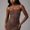 Robe courte moulante transparente ornée Caprice, couleur Deep Cocoa Robe courte moulante transparente ornée Caprice, couleur Deep Cocoa
