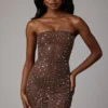 Robe courte moulante transparente ornée Caprice, couleur Deep Cocoa Robe courte moulante transparente ornée Caprice, couleur Deep Cocoa