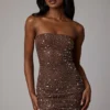 Robe courte moulante transparente ornée Caprice, couleur Deep Cocoa Robe courte moulante transparente ornée Caprice, couleur Deep Cocoa