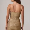 Robe courte Neréa à fronces et découpe sexy, dorée