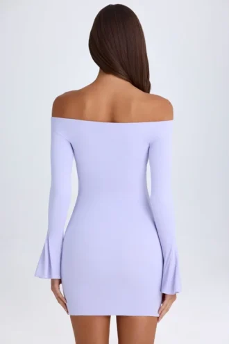 Robe courte à épaules dénudées et découpes Madelina, couleur lilas pâle