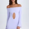 Robe courte à épaules dénudées et découpes Madelina, couleur lilas pâle Robe courte à épaules dénudées et découpes Madelina, couleur lilas pâle
