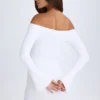 Robe courte à épaules dénudées et découpes Madelina en blanc Robe courte à épaules dénudées et découpes Madelina en blanc