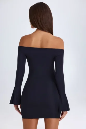 Robe courte à épaules dénudées et découpes Madelina en noir