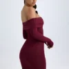 Robe courte à épaules dénudées Oriana en modal, couleur rouge vin Robe courte à épaules dénudées Oriana en modal, couleur rouge vin