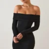 Robe courte à épaules dénudées Oriana en modal noir Robe courte à épaules dénudées Oriana en modal noir