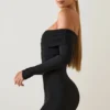 Robe courte à épaules dénudées Oriana en modal noir Robe courte à épaules dénudées Oriana en modal noir
