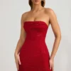 Robe courte sans bretelles à col bénitier et ornements Basel en rouge vif Robe courte sans bretelles à col bénitier et ornements Basel en rouge vif