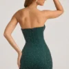 Robe courte sans bretelles à col bénitier et ornements Basel, vert émeraude Robe courte sans bretelles à col bénitier et ornements Basel, vert émeraude